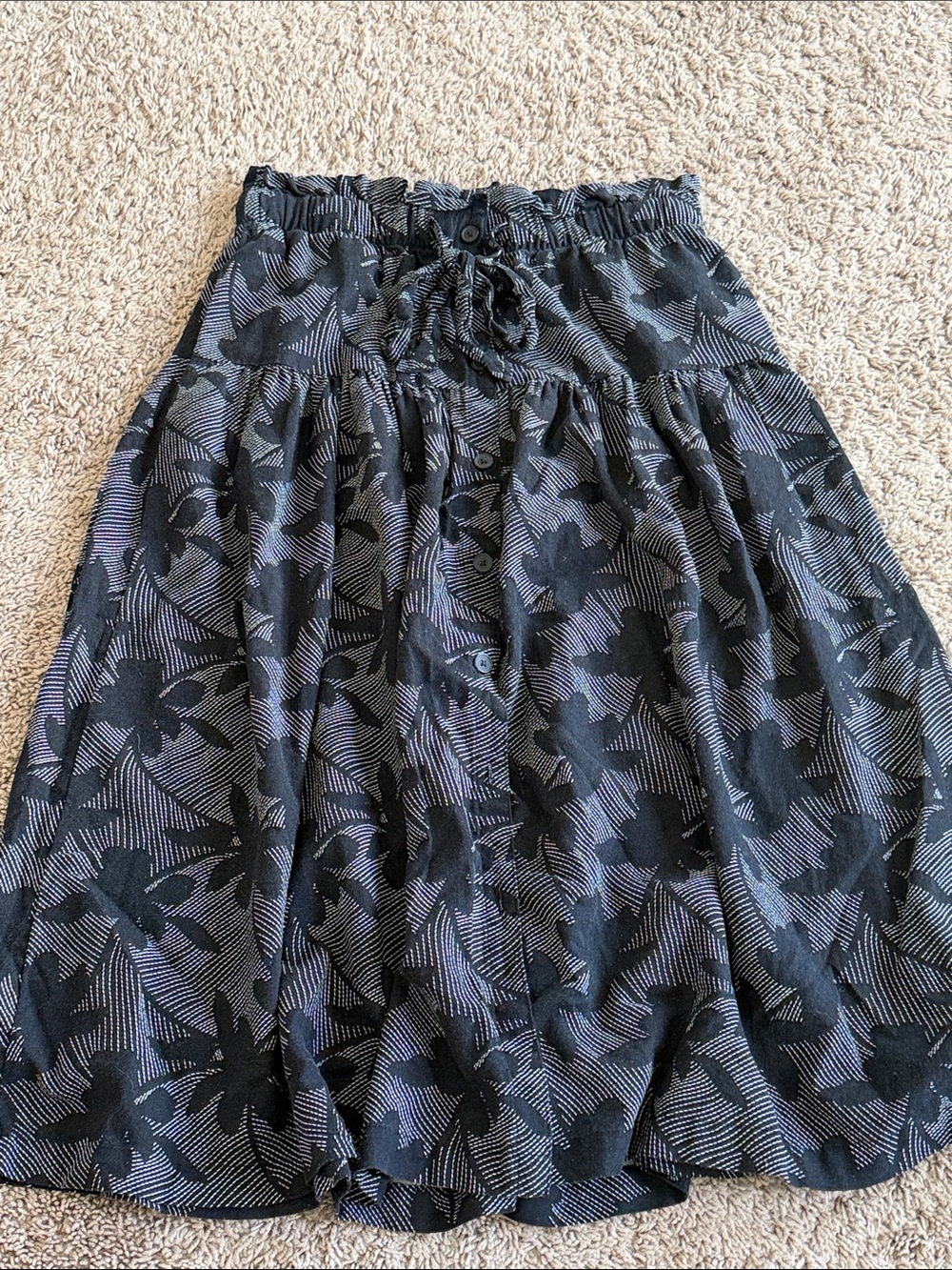 Universal Thread Black Floral Button-Front Circle Skirt